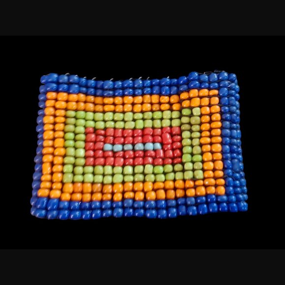 RJ Graziano Beaded Multicolor Square Bead Pattern Stretch Bracelet 7" OSFM - Picture 4 of 8